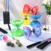 Hungdao 5 Set Chinese Diabolo Set Triple Bearing Chinese Yoyo 5 Multi Colors Diabolo Big Yoyo with Fiberglass Sticks, Mesh Drawstring Bags and Strings (Transparent) view 2