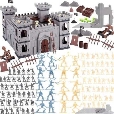 3 otters 310PCS Military Soldier Playset, Toy Soldiers Medieval Knight Army Men Pirate Castle Model Assembly for Boys Birthday Party Gift