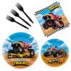 96 Pcs Monster Truck Plates and Napkins - Monster Truck Birthday Decorations and Party Supplies view 1