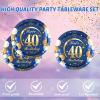 40PCS Happy 40th Birthday Decorations Navy Blue and Gold Theme Party for 40 Years Old Party Decorations Include Plates Napkins For Men Boys Girls Women view 2