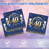 40PCS Happy 40th Birthday Decorations Navy Blue and Gold Theme Party for 40 Years Old Party Decorations Include Plates Napkins For Men Boys Girls Women view 3