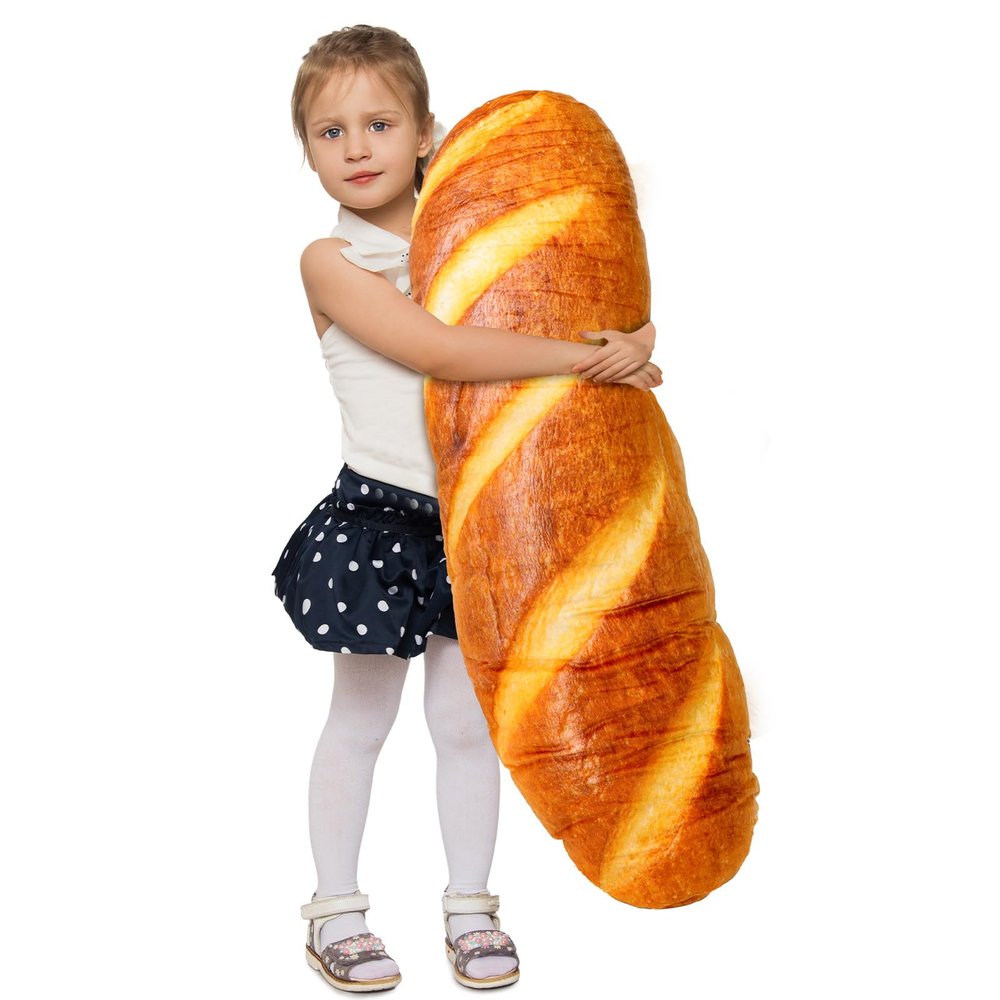 AUECOOME 40" Giant Bread Plush Baguette Pillow 3D Simulation Funny Body Pillow Food Plush Christmas Stuffed Toys for Girls Boys