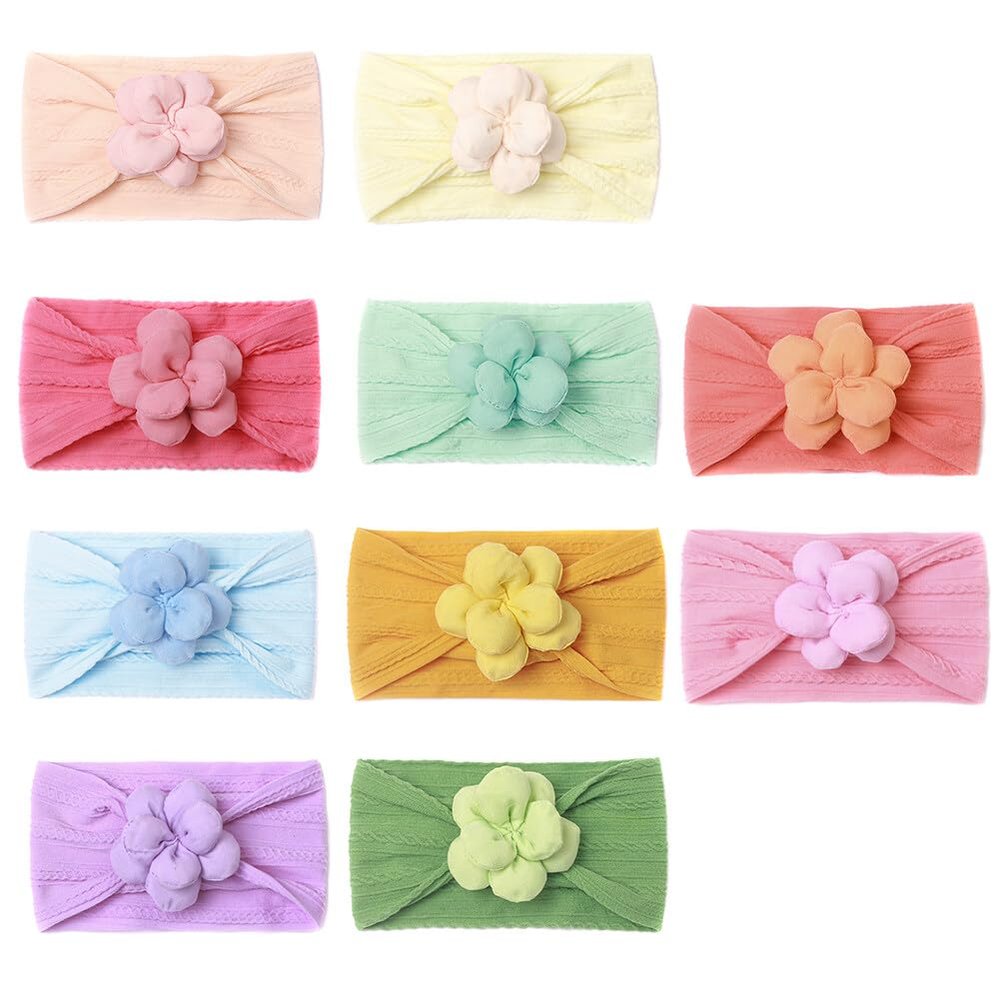10PCS Baby Hairband Newborn Bowknot Headband Infant Soft Head Dress Elastic Flower Hair Band Children Kids Birthday Head Band