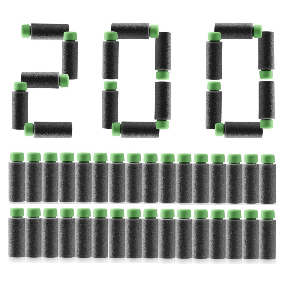 JGCWorker 200pcs Gen 2 Heavy High-End of Half-Lenth Soft Dart, Soft Short Dart for Adventure Force and Worker Blaster Series (Green Black)
