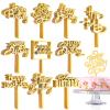 150 Pcs Happy Birthday Cake Toppers Acrylic Cake Topper Glitter Birthday Cake Decorations Double Sided for Adults Various Cake Decoration Party Supplies(Gold,Brief) view 1