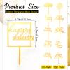 150 Pcs Happy Birthday Cake Toppers Acrylic Cake Topper Glitter Birthday Cake Decorations Double Sided for Adults Various Cake Decoration Party Supplies(Gold,Brief) view 2