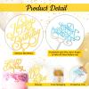 150 Pcs Happy Birthday Cake Toppers Acrylic Cake Topper Glitter Birthday Cake Decorations Double Sided for Adults Various Cake Decoration Party Supplies(Gold,Brief) view 3