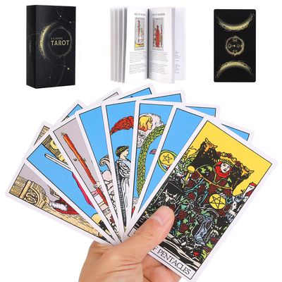 Aquadawn 78 Classic Tarot Cards with Guide Book, Traditional Standard Tarot Cards Set for Fortune Telling Game and Board Game, Sturdy Deck for Beginners and Experts