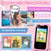 Kids Phone for Girls Toys, Gifts for 3 4 5 6 7 8 9 Year Old Girls Boys Christmas Birthday Kids Toys, Touchscreen Toddler Learning Cell Toy Phone with Dual Camera, Game, Music Player, 8GB Card Pink view 4