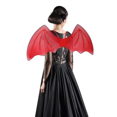 ALIBBON Bat Wings Costume Red Chiffon Bat Wings Clothes for Women, Bat Wings Dress Up Accessories for Halloween Christmas Party Cosplay Costume Holiday Decorations