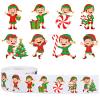 1000Pcs Christmas Stickers Roll 8 Designs Elves Decals Assorted Funny Cartoon Xmas Elf Adhesive Decorative Stickers for Gift Greeting Card Party Supplies view 1