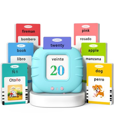 Kidzdo Bilingual Spanish and English Talking Flash Cards with 520 Words Learning Toys, Early Educational Toys for Toddler, Birthday Gift for 2 3 4 5 6 Year Old, Blue