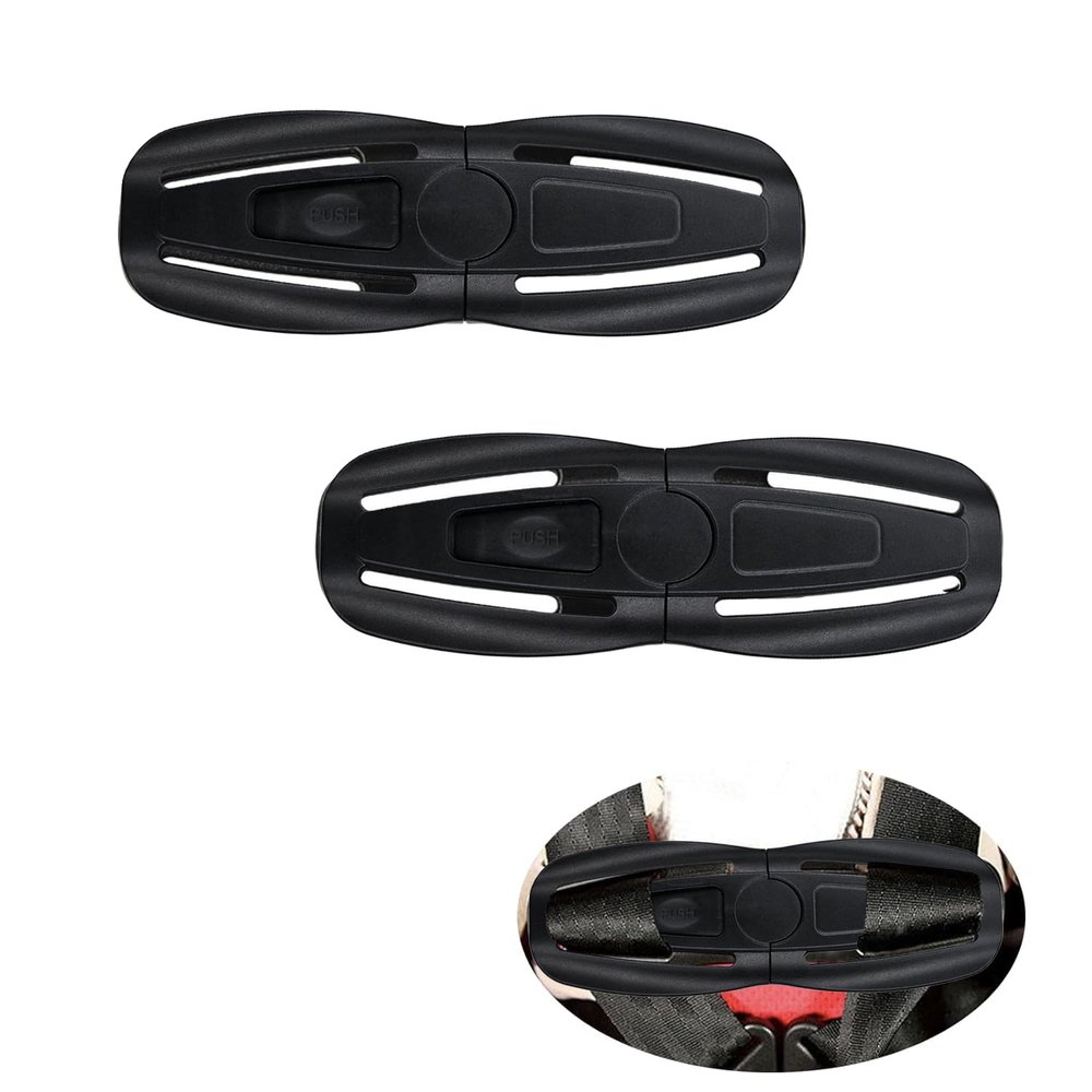 2 Pcs Seat Chest Harness Clip Seat Buckle Lock Stroller Chest Clip Universal Replacement for Baby and Kids Trend,Adjustable Guard (Black)