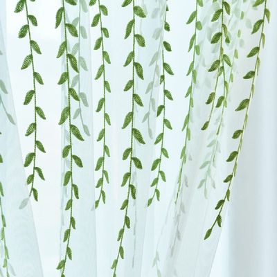 Iuokuby Idyllic White Yarn Willow Leaf Embroidery Luxury Sheer Curtains Drape Fabic Drape Rod Pocket for Living Dining Room Bedroom Kitchen(1 Panel, W 100 x L 102 inch, White)