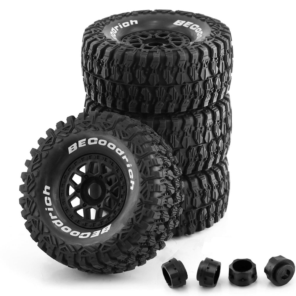 Chanmoo 1/7 1/8 RC Short Course Truck Buggy Tires and Wheels 17mm Hex OD 135mm Off Road Tyres for 1:7 1:8 Scale RC Off-Road Truck Car HSP TRAXXAS UDR 85086-4 ARRMA Mojave YK4072 DF7 4PCS (Black)