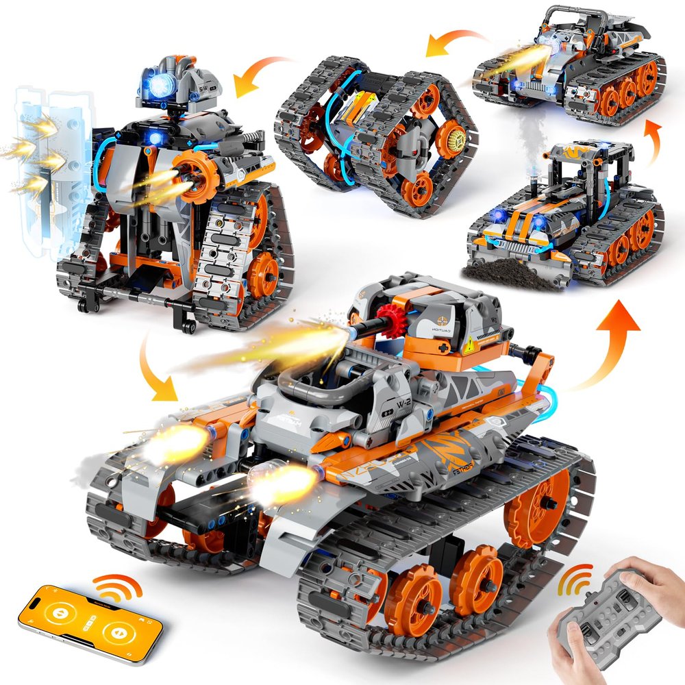 28C 5-in-1 STEM Building Set Toys for Kids Remote & App Controlled Construction Robot/Car/Tank/Bulldozer/Tracked Racer Coding Kit for Boys Girls Age 6 7 8-12+ Year Old (552 Pcs)