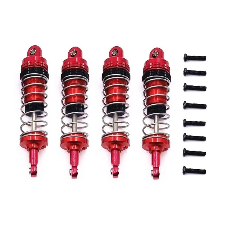 BrewJa Compatible with Wltoys 144001 144002 144010 124007 124008 124016 124017 124018 124019 4pcs Metal Shock Absorber RC Car Upgrades Parts (Color : Red)