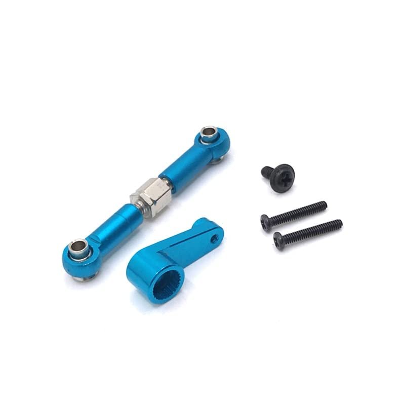 BrewJa Compatible with Wltoys 144001 144002 144010 124007 124016 124017 124018 124019 Metal Steering Servo Arm Horn Servo Link Rod RC Car Upgrade Parts (Color : Blue)