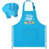 R HORSE 2 Pcs Kid Apron and Chef Hat Set, Adjustable Children Blue Kitchen Apron Cooking Baking Painting and Training Kits Dress up Role Play Chef Toy Kid Funny Cooking Gift New Year view 1