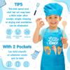 R HORSE 2 Pcs Kid Apron and Chef Hat Set, Adjustable Children Blue Kitchen Apron Cooking Baking Painting and Training Kits Dress up Role Play Chef Toy Kid Funny Cooking Gift New Year view 3