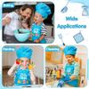 R HORSE 2 Pcs Kid Apron and Chef Hat Set, Adjustable Children Blue Kitchen Apron Cooking Baking Painting and Training Kits Dress up Role Play Chef Toy Kid Funny Cooking Gift New Year view 4