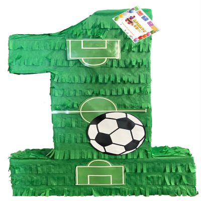 20 Tall Soccer Piata Number One First Birthday Soccer Party Supplies Decoration Green for Boy 1st Bday Sports Piata