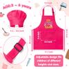 R HORSE 2 Pcs Kid Apron and Chef Hat Set, Rose Red Adjustable Children Kitchen Apron Role Play Chef Toy Cooking Baking Painting and Training Kits Kid Funny Cooking Gift New Year view 2
