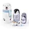 Tngan Nesting Dolls, 5Pcs 6" Tall Russian Nesting Dolls, Polar Bear Christmas DecorationsHandmade Matryoshka for Kids, Wooden Stacking Toys for Christmas Home Wedding Party Decorations (Polar Bear) view 1