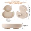 Qshare Powerful Suction Plates for Baby and Toddler,Baby Divided Plate,Thanksgiving Plates with Fork and Spoon,Duck Baby Plate Non-Slip,BPA Free,Microwave & Dishwasher Safe (Beige) view 2