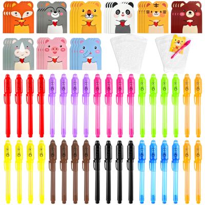 DazSpirit 36 Pack Valentines Day Gifts for Kids, Invisible Ink Pens with UV Light, Animal Cards & Gift Bags, Non Candy Classroom Exchange Gifts, Treasure Box Fillers, Goodie Bag Stuffers, Party Favors