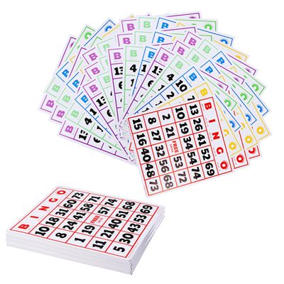 GSE Games & Sports Expert 50-Pack Jumbo Multi-Color Bingo Cards, Large Font Numbers, Reusable Bingo Cardboard for Large Groups, Family/Friend Parties, Game Nights