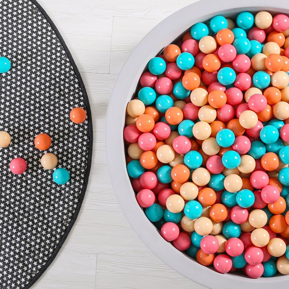 GOGOSO Ball Pit Balls for Toddler, Baby Plastic Playballs Kids Soft Pastel Pelotas Non-Toxic BPA-Free,Cream Pink+Orange+Green,100 Balls