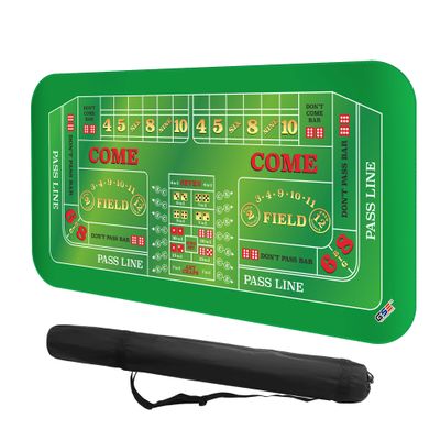 GSE Games & Sports Expert Casino Double Dealer Craps Tabletop Layout Mat with Carrying Bag, Non-Slip Rubber Craps Dice Game Table Top Mat for Family/Friends Parties, Casino Night