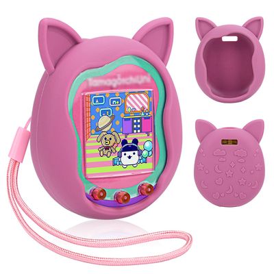 Winceed Silicone Case for Tamagotchi Uni, Protective Cover for Tamagotchi Uni Protector Skin with Hand Strap (Pink)
