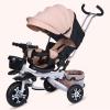 Kids Tricycle,Kids Tricycle for Rider Age 1-6,4 in 1 Kids Trike,Folding Kids Tricycle Stroller with Push Handle,Removable Canopy,Rotatable Seat,Rubber Wheels for Boys Girls Birthday Gift,White+khaki,E view 1