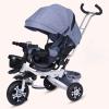 Kids Tricycle,Kids Tricycle for Rider Age 1-6,4 in 1 Kids Trike,Folding Kids Tricycle Stroller with Push Handle,Removable Canopy,Rotatable Seat,Rubber Wheels for Boys Girls Birthday Gift,White+gray,EV view 1