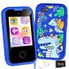 Kids Phone Birthday Gifts Toy for 3 4 5 6 7 8 9 10 Year Old Girls Boy,Toddler Kid Smart Phone with Dinosaur Silicone Cover Educational Games,Music Player,Toys for Girls Boys Age 3-8(Blue) view 1