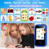 Kids Phone Birthday Gifts Toy for 3 4 5 6 7 8 9 10 Year Old Girls Boy,Toddler Kid Smart Phone with Dinosaur Silicone Cover Educational Games,Music Player,Toys for Girls Boys Age 3-8(Blue) view 3