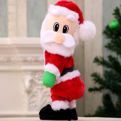 13in Twerking Santa Claus Cute Christmas Ornament Decorations Soft Funny Stuffed Plush Doll Toys Singing Dancing Santa Figure Figurine Home Xmas Ornaments Decor Toys Birthday Gift for Kids Adults