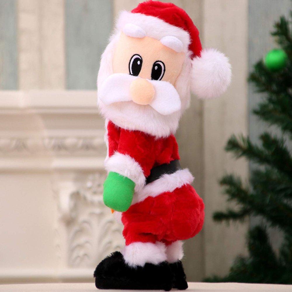 13in Twerking Santa Claus Cute Christmas Ornament Decorations Soft Funny Stuffed Plush Doll Toys Singing Dancing Santa Figure Figurine Home Xmas Ornaments Decor Toys Birthday Gift for Kids Adults