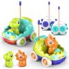 AEROQUEST Remote Control Car for Toddlers Toddler Toys for 18+Months RC Cars with LED Lights & Music Dinosaur Toy for Kids 2 3 4 5 Years Old Birthday Gifts for 3+ Year Old Girls Boys -2 Pack view 1