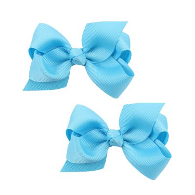 Koolgil Baby Girl's 2Pcs Cute 3 Inch Pure Color Bow-knot Hair Clip for Photography Travel Daily Life (Blue)