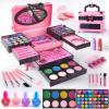 GORISPI Kids Makeup Sets for Girls, 66pcs Real Cosmetic for Kids Toys with Mirror, Princess Washable Girls Makeup Kit, Non-Toxic & Safe Brithday Gifts for 3 4 5 6 7 8 10 - 12 Years OldPink Black view 1