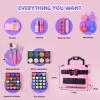 GORISPI Kids Makeup Sets for Girls, 66pcs Real Cosmetic for Kids Toys with Mirror, Princess Washable Girls Makeup Kit, Non-Toxic & Safe Brithday Gifts for 3 4 5 6 7 8 10 - 12 Years OldPink Black view 2