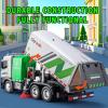 TAKGUD Street Sweeper Truck with Open-able Doors, 11.5" Big Trash Truck with Lights and Sounds, Friction Powered Garbage Toys Gift for Boys Girls Kids view 2