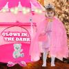 15Pcs Princess Castle Play Tent Dress Up with LED Glow in The Dark Stars for Little GirlsPrincess Dress Up Cape with Crown,Girl Play Tent/House Toy for Indoor & Outdoor Use (Pink) view 2
