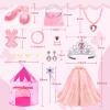 15Pcs Princess Castle Play Tent Dress Up with LED Glow in The Dark Stars for Little GirlsPrincess Dress Up Cape with Crown,Girl Play Tent/House Toy for Indoor & Outdoor Use (Pink) view 4