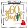 60th Fiesta Cake Topper, Cheers to 60 Years/Taco Bout 60 Cake Decor,Tropical Hawaiian Mexican Summer Themed Happy 60th Birthday/Anniversay Party Decoration Supplies view 2