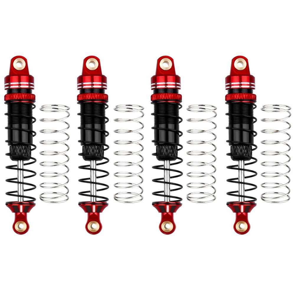HobbyPark Aluminum 59mm RC Shocks Long Travel Shock Absorber Oil Damper Assembled for TRX4M TRX4MT 1/18 RC Crawler Upgrades Threaded Body, Replacement of 9764 (Red&Black)