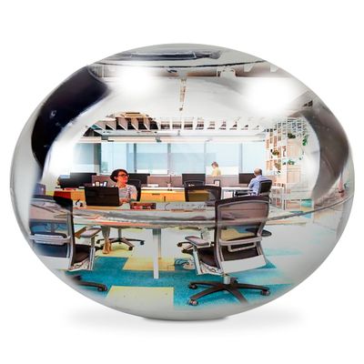 2 in 1 Mirror & Fortune Teller Ball - Convex Rear View Desk Decor and Magic 8 Decision Maker for Office Cubicle Decor, Desk Mirror To See Behind You, Aesthetic Office Cubicle Accessories (Silver)